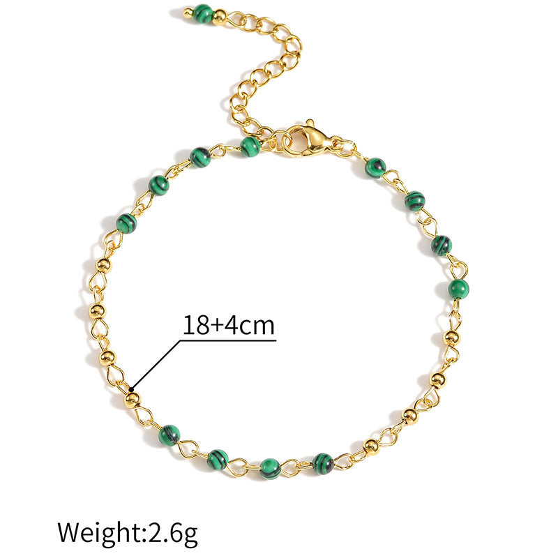 Retro style bead splicing women's bracelet light luxury niche simple temperament stainless steel jewelry