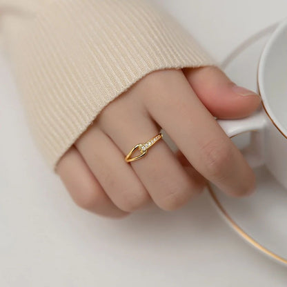 Approximately long diamond hollow titanium steel ring, female niche design, light luxury, fashionable and personalized ring