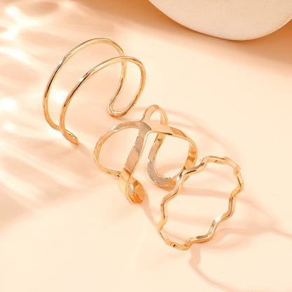 Minimalist X-shaped Cross Opening Ring Fashion Parallel Knot Wave Adjustable Ring Set of Three