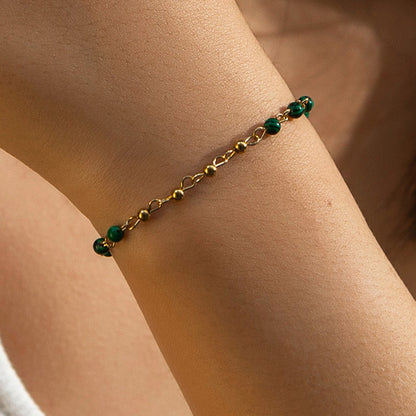 Retro style bead splicing women's bracelet light luxury niche simple temperament stainless steel jewelry