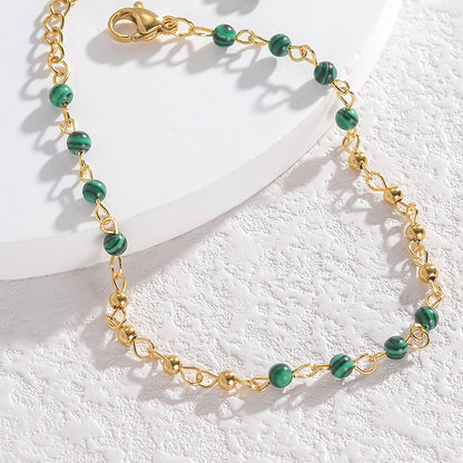 Retro style bead splicing women's bracelet light luxury niche simple temperament stainless steel jewelry